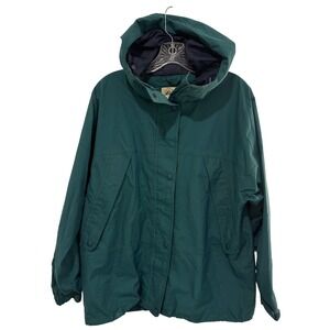 Eddie Bauer Gore-Tex Hooded Rain Coat Jacket Womens S Green Outdoors Waterproof